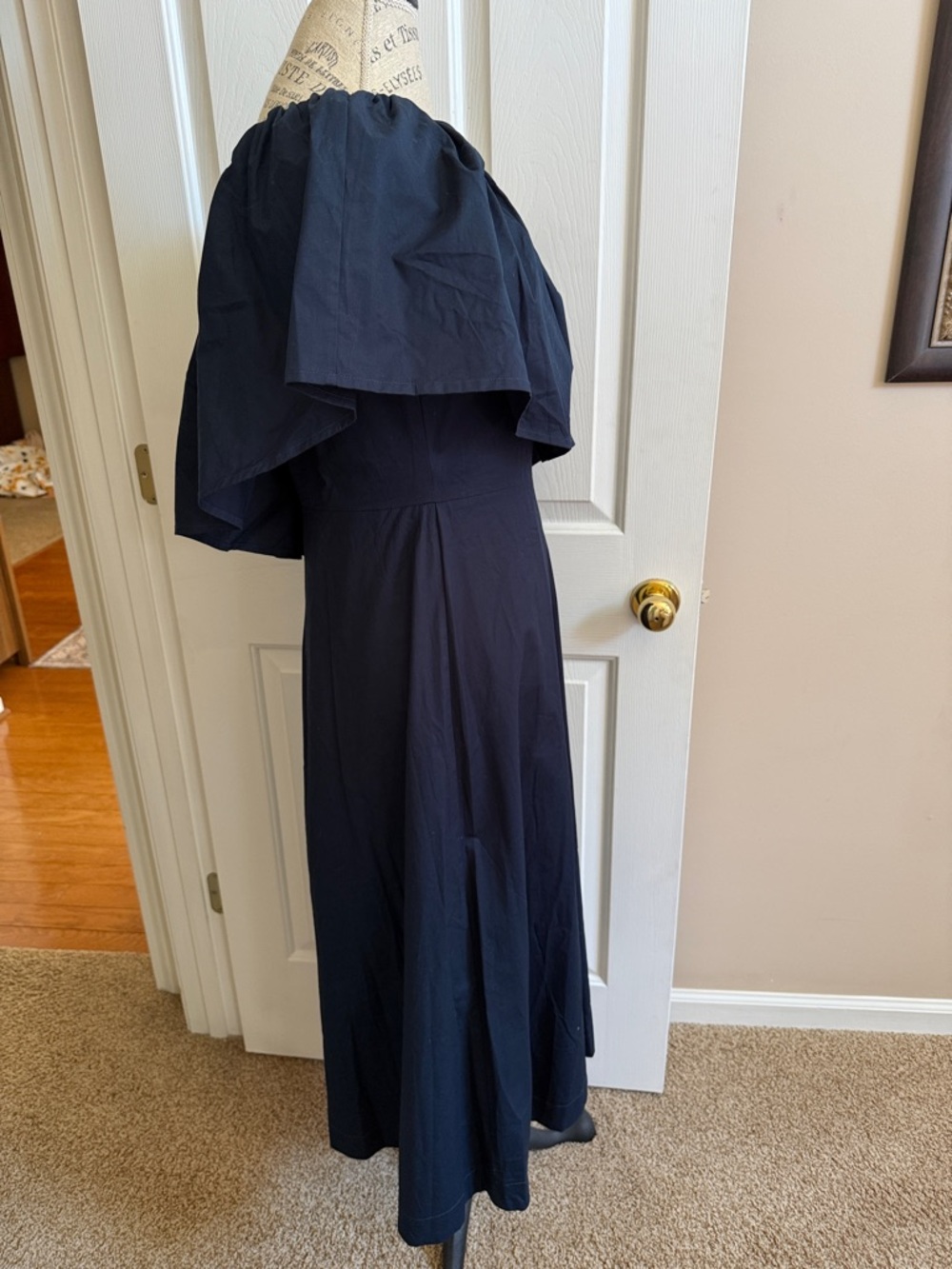 🌸 Sugarlips: One-Shoulder Navy Dress with Ruffle Overlay - Picture 4 of 8